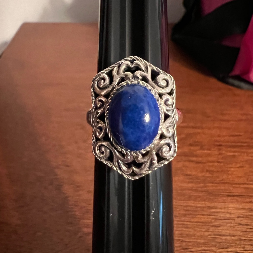 Sterling lapis ring